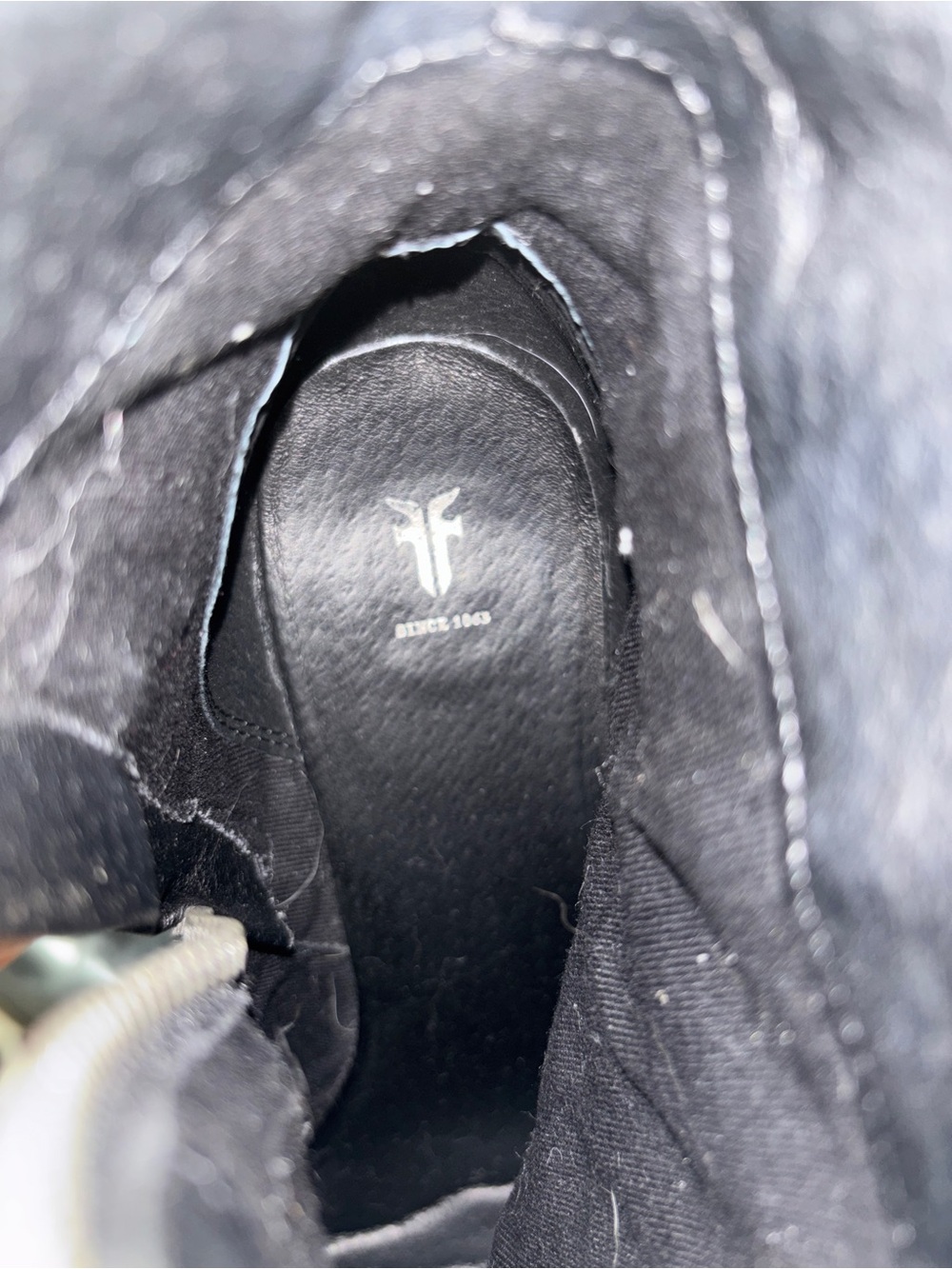 Frye Black Leather Ankle Booties with Stacked Heel - Picture 4 of 7
